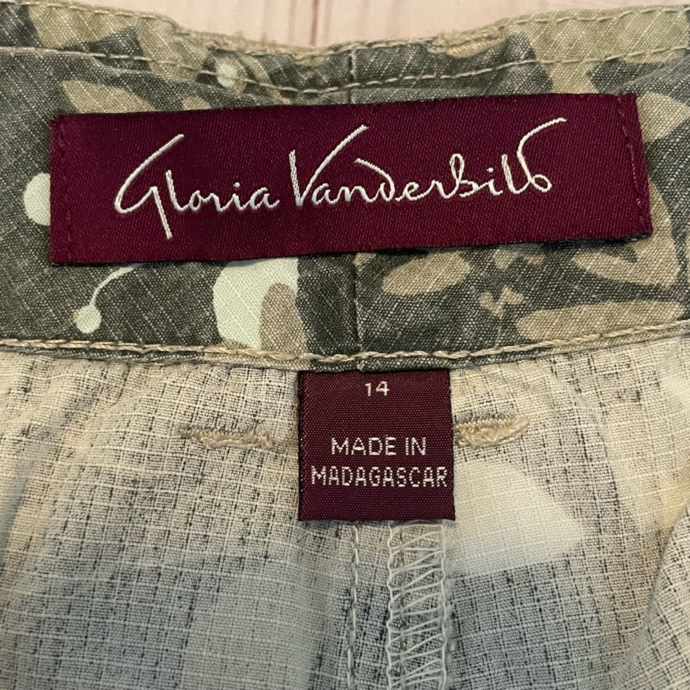 Y2K Gloria Vanderbilt Ripstop Floral Capri Pants Women’s 14 Green Utility Sporty - Picture 12 of 16
